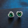 image:imageAustrian Crystal Halo Heart Stud Earrings for Women Fashion 925 Sterling Silver Hypoallergenic JewelryGreen