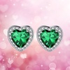 image:imageAustrian Crystal Halo Heart Stud Earrings for Women Fashion 925 Sterling Silver Hypoallergenic JewelryGreen