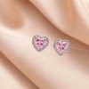 image:imageAustrian Crystal Halo Heart Stud Earrings for Women Fashion 925 Sterling Silver Hypoallergenic JewelryPink