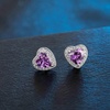 image:imageAustrian Crystal Halo Heart Stud Earrings for Women Fashion 925 Sterling Silver Hypoallergenic JewelryTanzanite