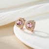 image:imageAustrian Crystal Halo Round Leverback Huggie Earrings for Women 14K Rose Gold Plated Hypoallergenic Jewelry GiftAntique Pink