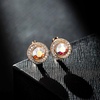 image:imageAustrian Crystal Halo Round Leverback Huggie Earrings for Women 14K Rose Gold Plated Hypoallergenic Jewelry GiftAurora Borealis
