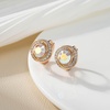 image:imageAustrian Crystal Halo Round Leverback Huggie Earrings for Women 14K Rose Gold Plated Hypoallergenic Jewelry GiftAurora Borealis