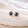image:imageAustrian Crystal Halo Round Leverback Huggie Earrings for Women 14K Rose Gold Plated Hypoallergenic Jewelry GiftDark Blue