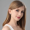 image:imageAustrian Crystal Halo Round Leverback Huggie Earrings for Women 14K Rose Gold Plated Hypoallergenic Jewelry GiftDark Blue