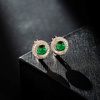 image:imageAustrian Crystal Halo Round Leverback Huggie Earrings for Women 14K Rose Gold Plated Hypoallergenic Jewelry GiftEmerald Green