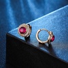 image:imageAustrian Crystal Halo Round Leverback Huggie Earrings for Women 14K Rose Gold Plated Hypoallergenic Jewelry GiftFuchsia