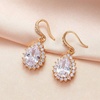image:imageAustrian Crystal Halo Teardrop Drop Dangle Earrings for Women 14K Rose Gold Plated Hypoallergenic JewelryClear White