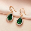 image:imageAustrian Crystal Halo Teardrop Drop Dangle Earrings for Women 14K Rose Gold Plated Hypoallergenic JewelryGreen