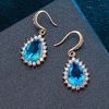 image:imageAustrian Crystal Halo Teardrop Drop Dangle Earrings for Women 14K Rose Gold Plated Hypoallergenic JewelryLight Blue