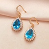image:imageAustrian Crystal Halo Teardrop Drop Dangle Earrings for Women 14K Rose Gold Plated Hypoallergenic JewelryLight Blue