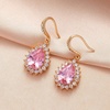 image:imageAustrian Crystal Halo Teardrop Drop Dangle Earrings for Women 14K Rose Gold Plated Hypoallergenic JewelryPink