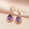 image:imageAustrian Crystal Halo Teardrop Drop Dangle Earrings for Women 14K Rose Gold Plated Hypoallergenic JewelryTanzanite
