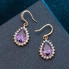 image:imageAustrian Crystal Halo Teardrop Drop Dangle Earrings for Women 14K Rose Gold Plated Hypoallergenic JewelryTanzanite