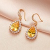 image:imageAustrian Crystal Halo Teardrop Drop Dangle Earrings for Women 14K Rose Gold Plated Hypoallergenic JewelryTopaz