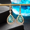 image:imageAustrian Crystal Halo Teardrop Hollow Drop Dangle Earrings for Women 14K Rose Gold Plated Hypoallergenic Jewelry GiftsAquamarine