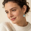 image:imageAustrian Crystal Halo Teardrop Hollow Drop Dangle Earrings for Women 14K Rose Gold Plated Hypoallergenic Jewelry GiftsAquamarine