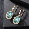 image:imageAustrian Crystal Halo Teardrop Hollow Drop Dangle Earrings for Women 14K Rose Gold Plated Hypoallergenic Jewelry GiftsAquamarine