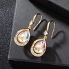 image:imageAustrian Crystal Halo Teardrop Hollow Drop Dangle Earrings for Women 14K Rose Gold Plated Hypoallergenic Jewelry GiftsAurora Borealis