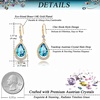 image:imageAustrian Crystal Halo Teardrop Hollow Drop Dangle Earrings for Women 14K Rose Gold Plated Hypoallergenic Jewelry GiftsBermuda Blue