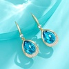 image:imageAustrian Crystal Halo Teardrop Hollow Drop Dangle Earrings for Women 14K Rose Gold Plated Hypoallergenic Jewelry GiftsBermuda Blue