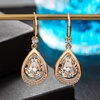 image:imageAustrian Crystal Halo Teardrop Hollow Drop Dangle Earrings for Women 14K Rose Gold Plated Hypoallergenic Jewelry GiftsClear White