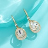 image:imageAustrian Crystal Halo Teardrop Hollow Drop Dangle Earrings for Women 14K Rose Gold Plated Hypoallergenic Jewelry GiftsClear White