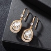 image:imageAustrian Crystal Halo Teardrop Hollow Drop Dangle Earrings for Women 14K Rose Gold Plated Hypoallergenic Jewelry GiftsClear White