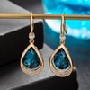 image:imageAustrian Crystal Halo Teardrop Hollow Drop Dangle Earrings for Women 14K Rose Gold Plated Hypoallergenic Jewelry GiftsDark Blue