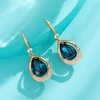image:imageAustrian Crystal Halo Teardrop Hollow Drop Dangle Earrings for Women 14K Rose Gold Plated Hypoallergenic Jewelry GiftsDark Blue