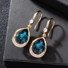 image:imageAustrian Crystal Halo Teardrop Hollow Drop Dangle Earrings for Women 14K Rose Gold Plated Hypoallergenic Jewelry GiftsDark Blue