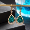 image:imageAustrian Crystal Halo Teardrop Hollow Drop Dangle Earrings for Women 14K Rose Gold Plated Hypoallergenic Jewelry GiftsEmerald