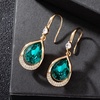image:imageAustrian Crystal Halo Teardrop Hollow Drop Dangle Earrings for Women 14K Rose Gold Plated Hypoallergenic Jewelry GiftsEmerald
