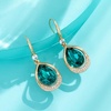 image:imageAustrian Crystal Halo Teardrop Hollow Drop Dangle Earrings for Women 14K Rose Gold Plated Hypoallergenic Jewelry GiftsEmerald