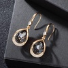 image:imageAustrian Crystal Halo Teardrop Hollow Drop Dangle Earrings for Women 14K Rose Gold Plated Hypoallergenic Jewelry GiftsGreyBlack