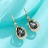 image:imageAustrian Crystal Halo Teardrop Hollow Drop Dangle Earrings for Women 14K Rose Gold Plated Hypoallergenic Jewelry GiftsGreyBlack