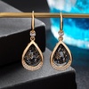 image:imageAustrian Crystal Halo Teardrop Hollow Drop Dangle Earrings for Women 14K Rose Gold Plated Hypoallergenic Jewelry GiftsGreyBlack