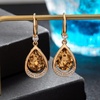 image:imageAustrian Crystal Halo Teardrop Hollow Drop Dangle Earrings for Women 14K Rose Gold Plated Hypoallergenic Jewelry GiftsLight Topaz