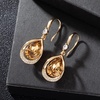 image:imageAustrian Crystal Halo Teardrop Hollow Drop Dangle Earrings for Women 14K Rose Gold Plated Hypoallergenic Jewelry GiftsLight Topaz