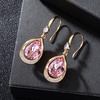 image:imageAustrian Crystal Halo Teardrop Hollow Drop Dangle Earrings for Women 14K Rose Gold Plated Hypoallergenic Jewelry GiftsPink