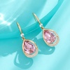 image:imageAustrian Crystal Halo Teardrop Hollow Drop Dangle Earrings for Women 14K Rose Gold Plated Hypoallergenic Jewelry GiftsPink