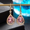 image:imageAustrian Crystal Halo Teardrop Hollow Drop Dangle Earrings for Women 14K Rose Gold Plated Hypoallergenic Jewelry GiftsPink