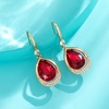 image:imageAustrian Crystal Halo Teardrop Hollow Drop Dangle Earrings for Women 14K Rose Gold Plated Hypoallergenic Jewelry GiftsRed