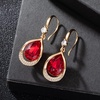 image:imageAustrian Crystal Halo Teardrop Hollow Drop Dangle Earrings for Women 14K Rose Gold Plated Hypoallergenic Jewelry GiftsRed