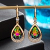 image:imageAustrian Crystal Halo Teardrop Hollow Drop Dangle Earrings for Women 14K Rose Gold Plated Hypoallergenic Jewelry GiftsVitrail Medium