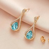 image:imageAustrian Crystal Halo Teardrop Hollow Drop Stud Earrings for Women 14K Rose Gold Plated Hypoallergenic JewelryAquamarine