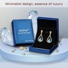 image:imageAustrian Crystal Halo Teardrop Hollow Drop Stud Earrings for Women 14K Rose Gold Plated Hypoallergenic JewelryAquamarine