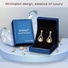 image:imageAustrian Crystal Halo Teardrop Hollow Drop Stud Earrings for Women 14K Rose Gold Plated Hypoallergenic JewelryAurora Borealis