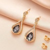 image:imageAustrian Crystal Halo Teardrop Hollow Drop Stud Earrings for Women 14K Rose Gold Plated Hypoallergenic JewelryBlack Crystal