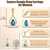 image:imageAustrian Crystal Halo Teardrop Hollow Drop Stud Earrings for Women 14K Rose Gold Plated Hypoallergenic JewelryDark Blue